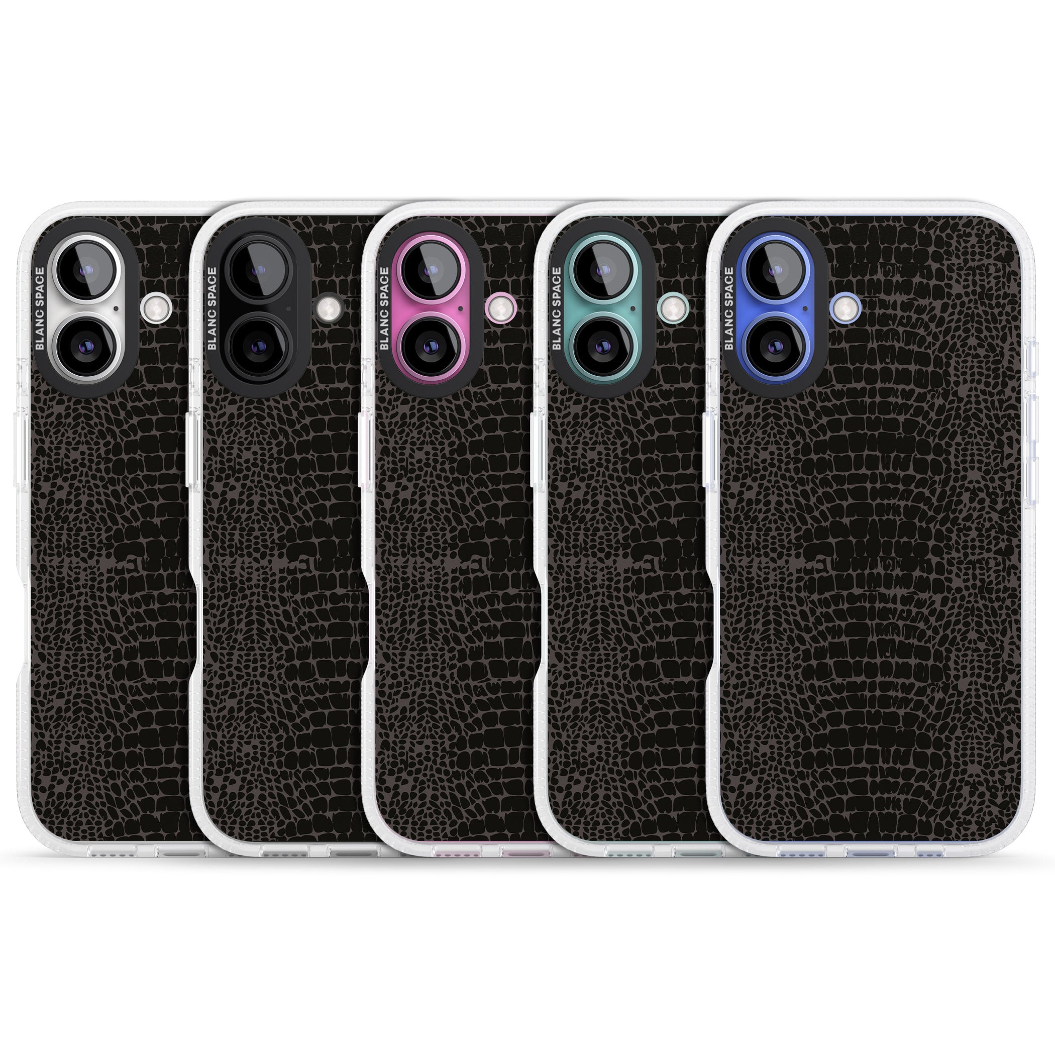 Dark Animal Print Pattern Snake Skin iPhone 16 / 16 Plus Clear Case Impact Air - Blanc Space