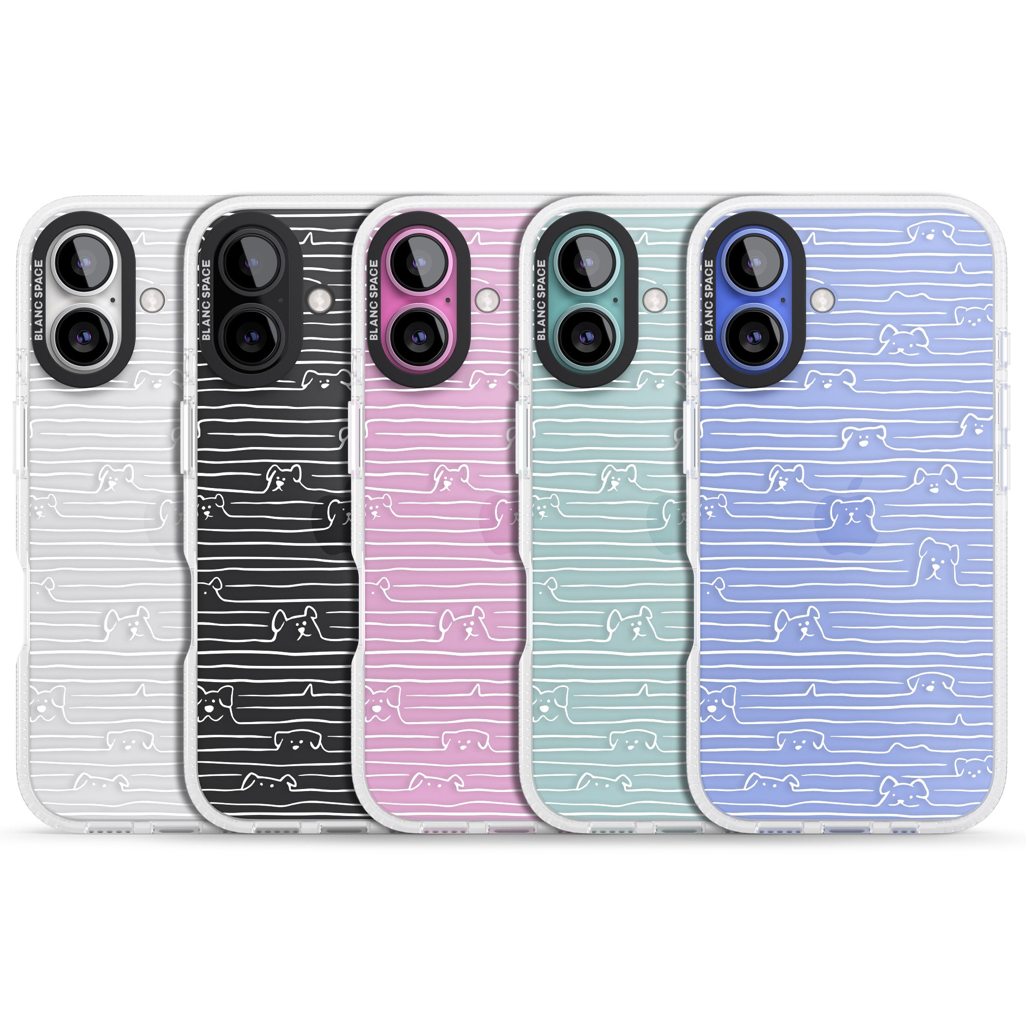 Dog Line Art - White iPhone 16 / 16 Plus Clear Case Impact Air - Blanc Space