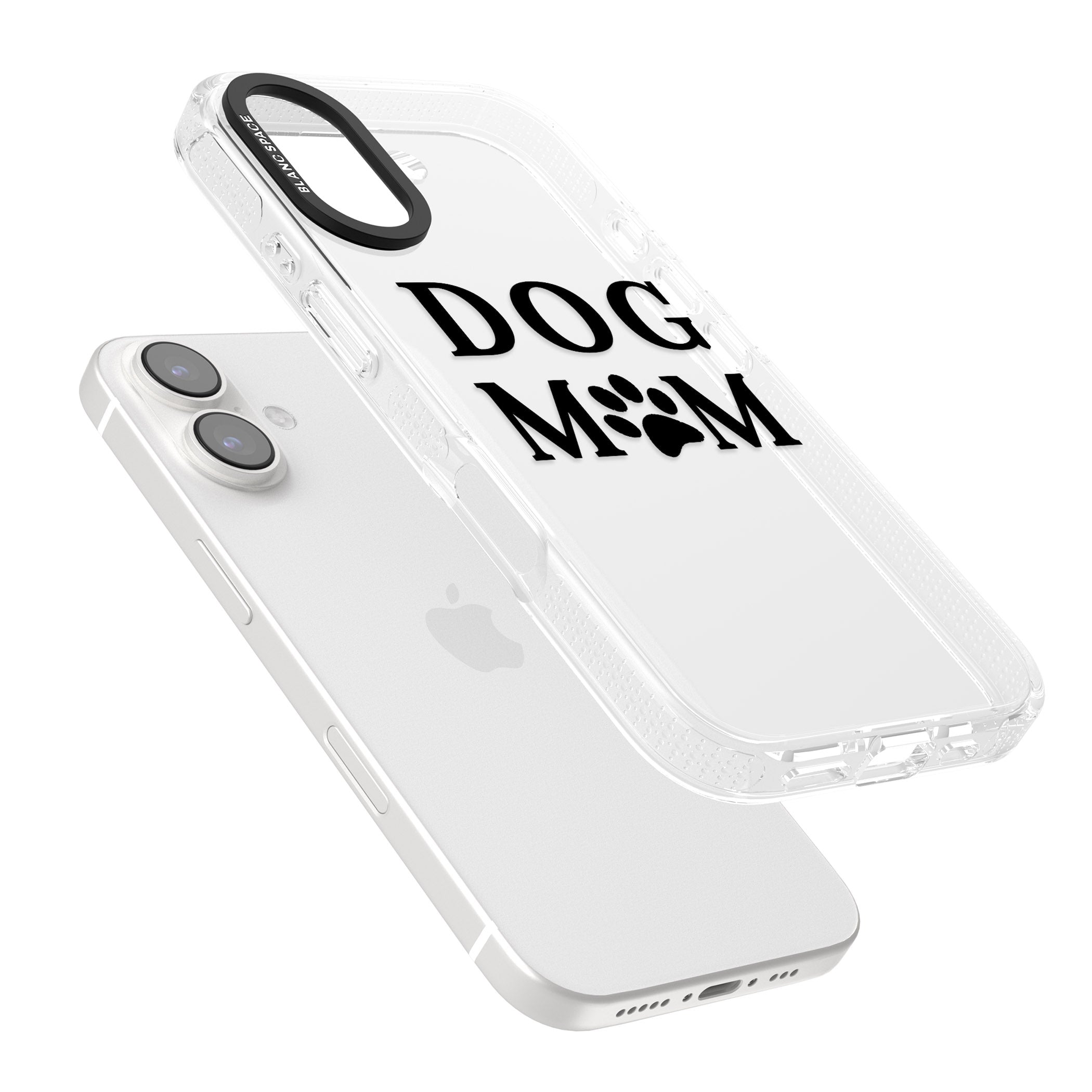 Dog Mom Paw Print iPhone 16 / 16 Plus Clear Case Impact Air - Blanc Space
