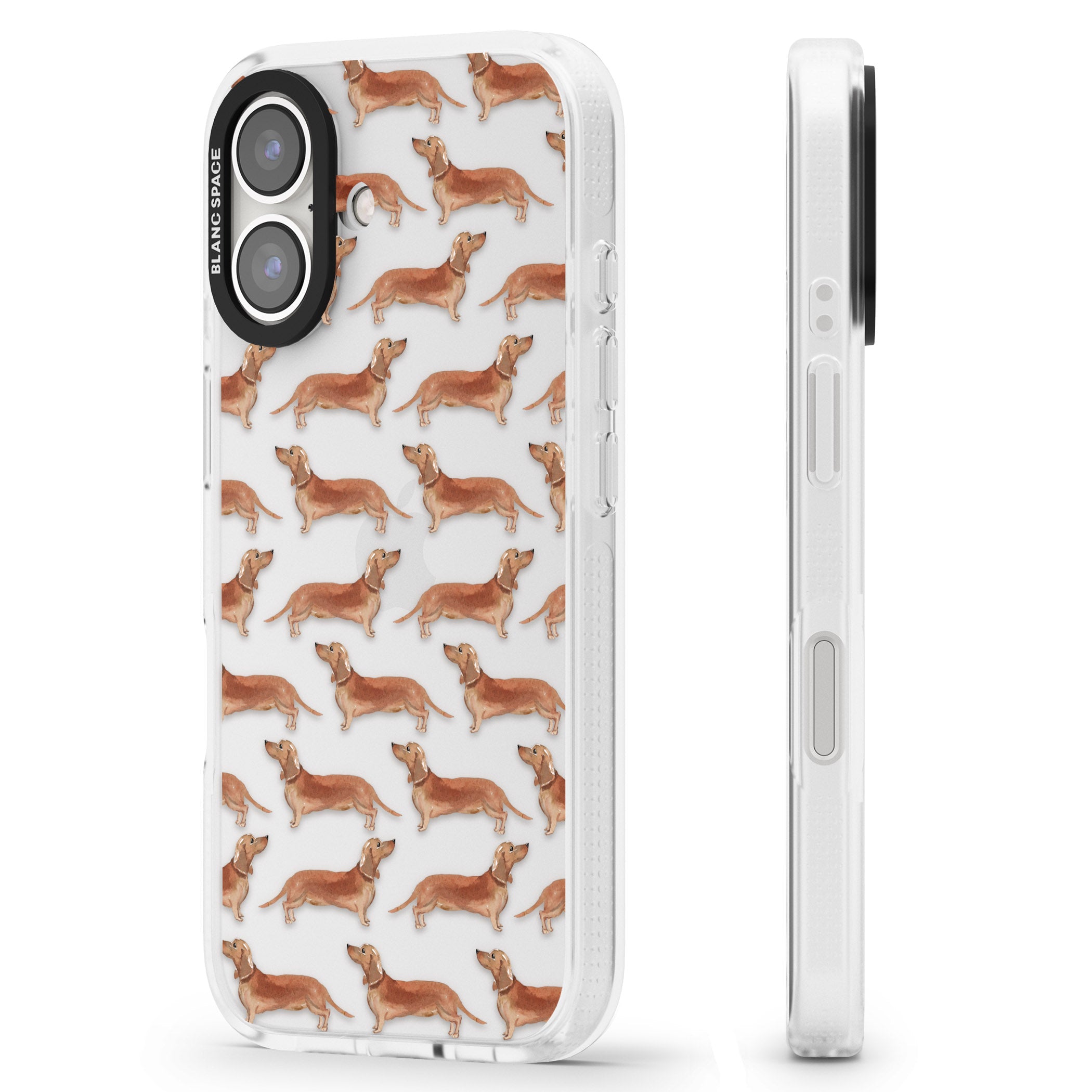 Dachshund (Red) Watercolour Dog Pattern iPhone 16 / 16 Plus Clear Case Impact Air - Blanc Space