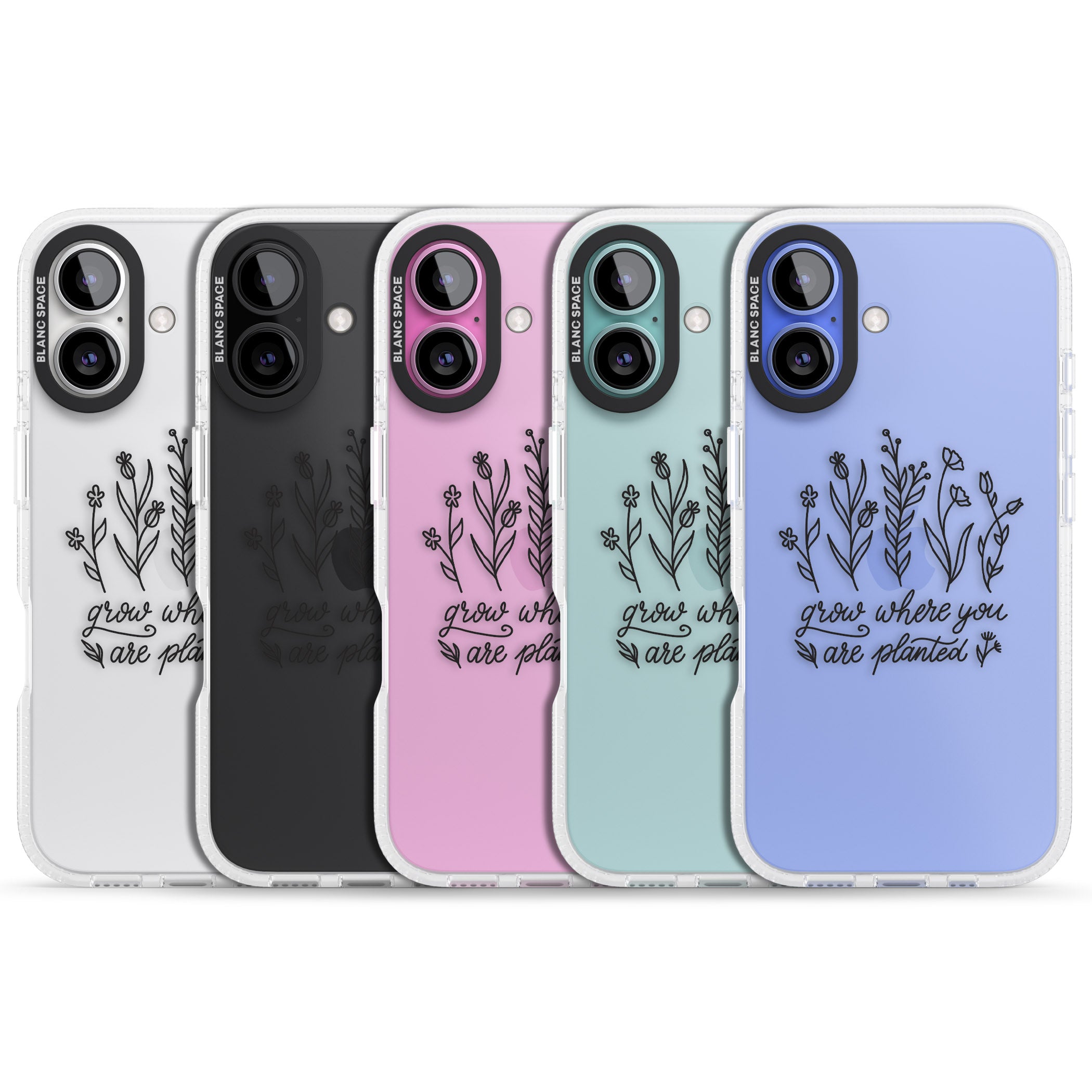 Grow where you are planted iPhone 16 / 16 Plus Clear Case Impact Air - Blanc Space