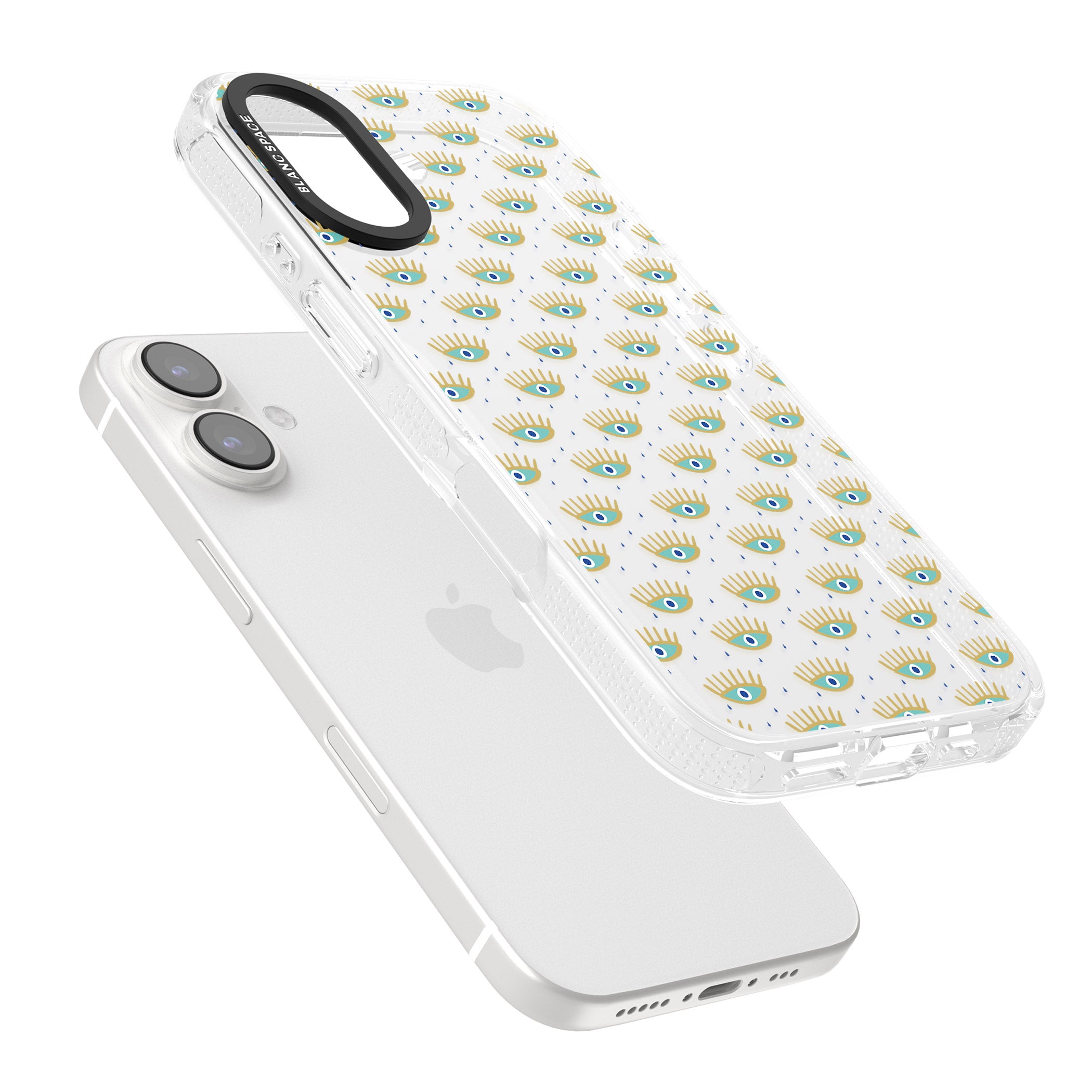 Crying Eyes (Clear) Psychedelic Eyes Pattern iPhone 16 / 16 Plus Clear Case Impact Air - Blanc Space