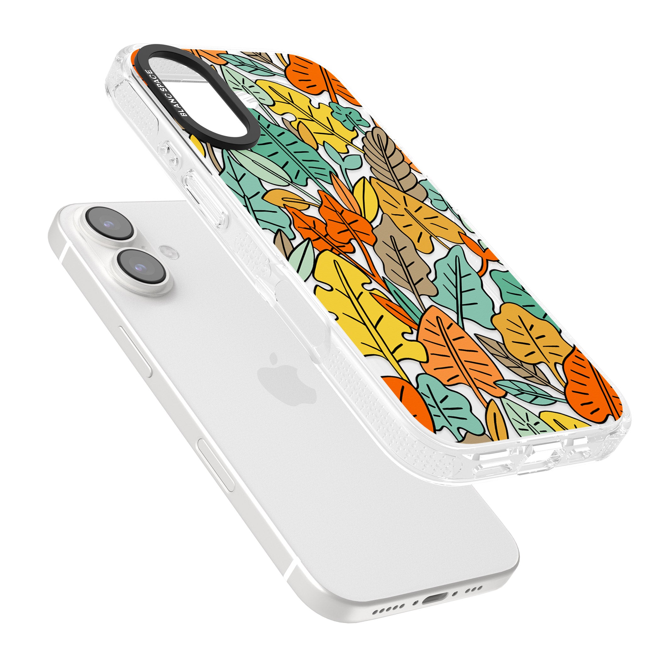 Pastel Toned Autumn Leaves iPhone 16 / 16 Plus Clear Case Impact Air - Blanc Space