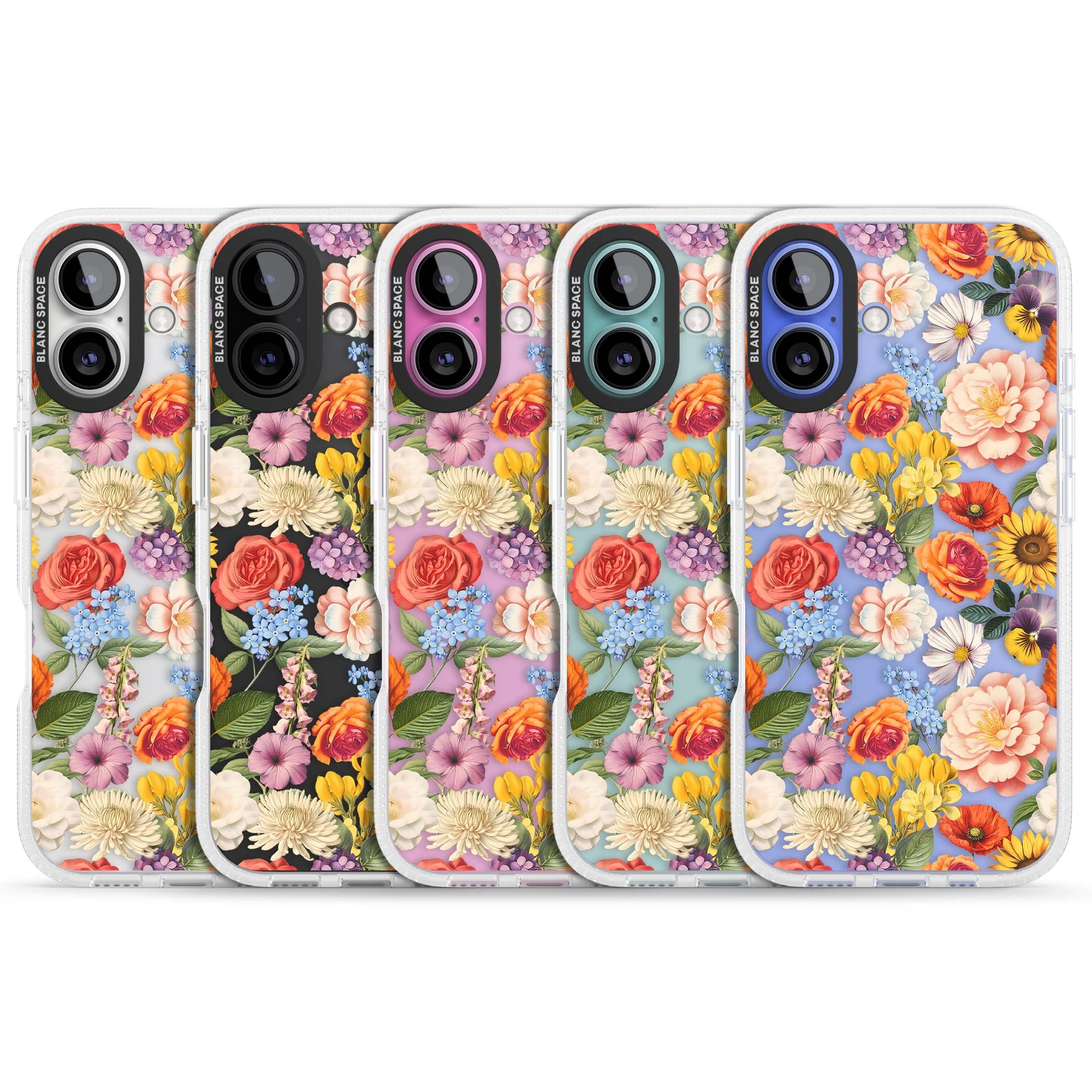 Bloom Basket floral iPhone case featuring cottage garden flowers including peonies, sunflowers, and wildflowers in pastel col | Clear Case Impact Air case for iPhone 16, iPhone 16 Plus