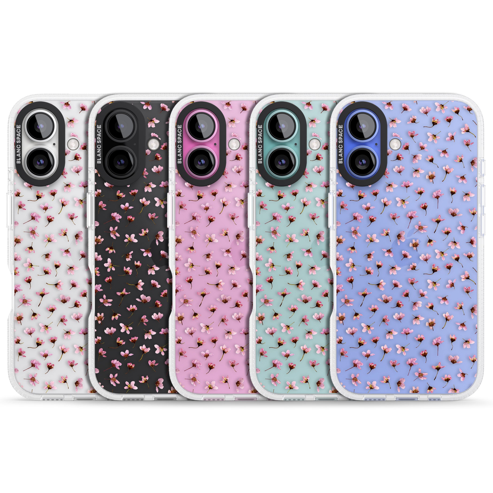 Small Pink Blossoms Transparent Design iPhone 16 / 16 Plus Clear Case Impact Air - Blanc Space