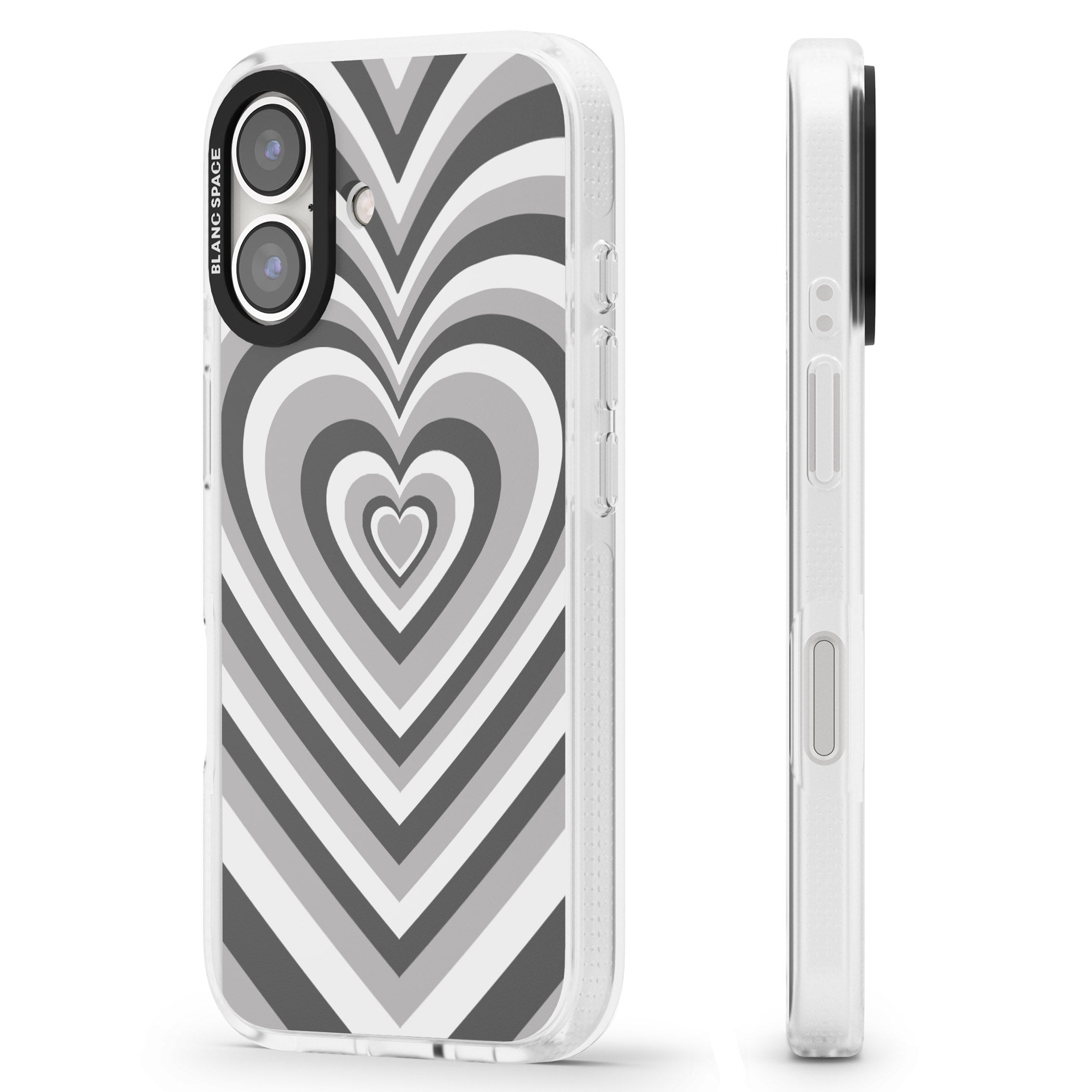 Monochrome Heart Illusion iPhone 16 / 16 Plus Clear Case Impact Air - Blanc Space