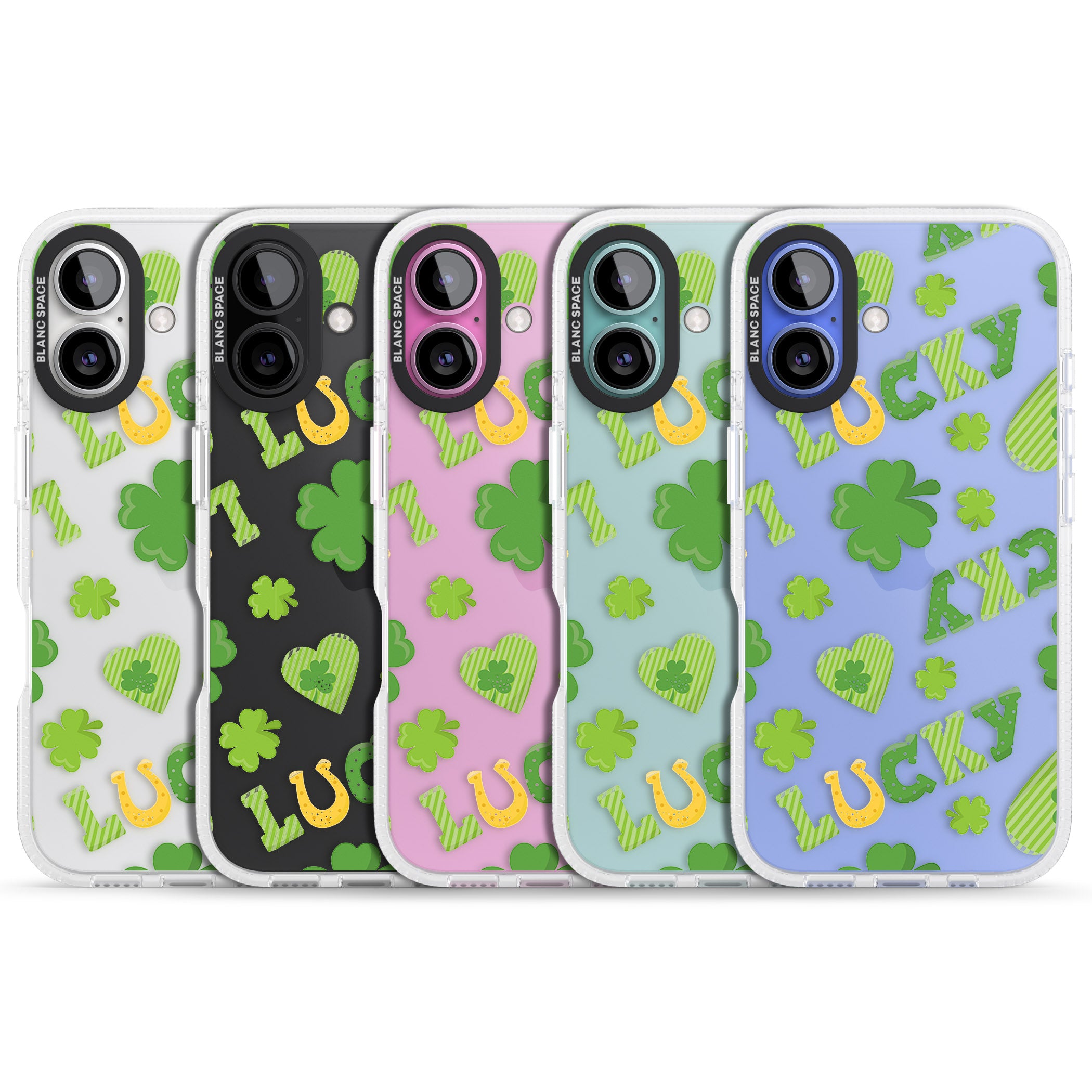 Lucky Irish Clover iPhone 16 / 16 Plus Clear Case Impact Air - Blanc Space
