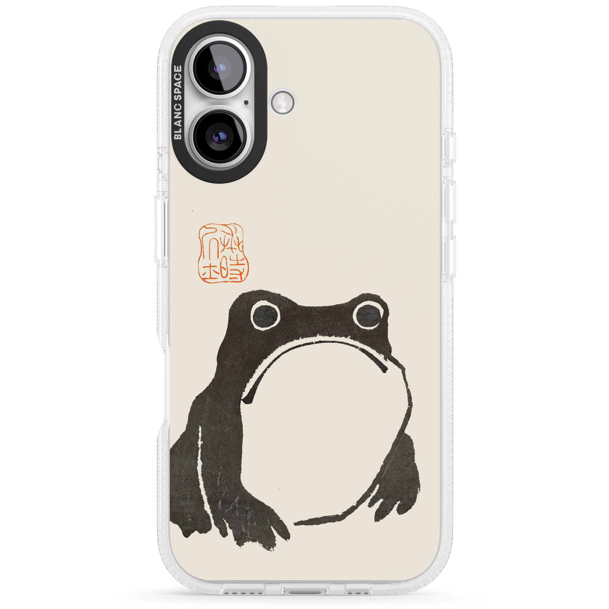 Matsumoto Hoji Frog iPhone 16 / 16 Plus Clear Case Impact Air - Blanc Space
