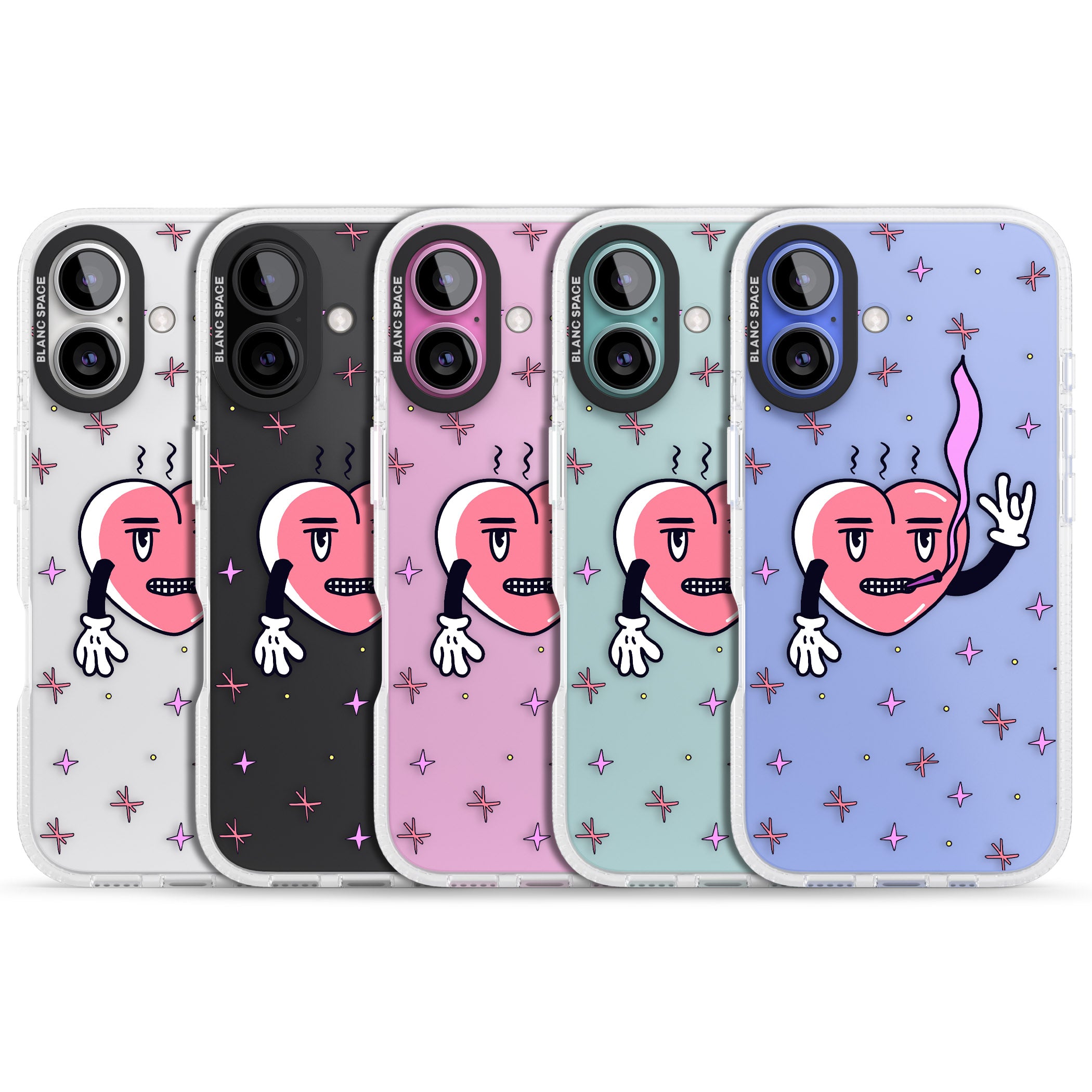 Rock n Roll Heart (Clear) iPhone 16 / 16 Plus Clear Case Impact Air - Blanc Space