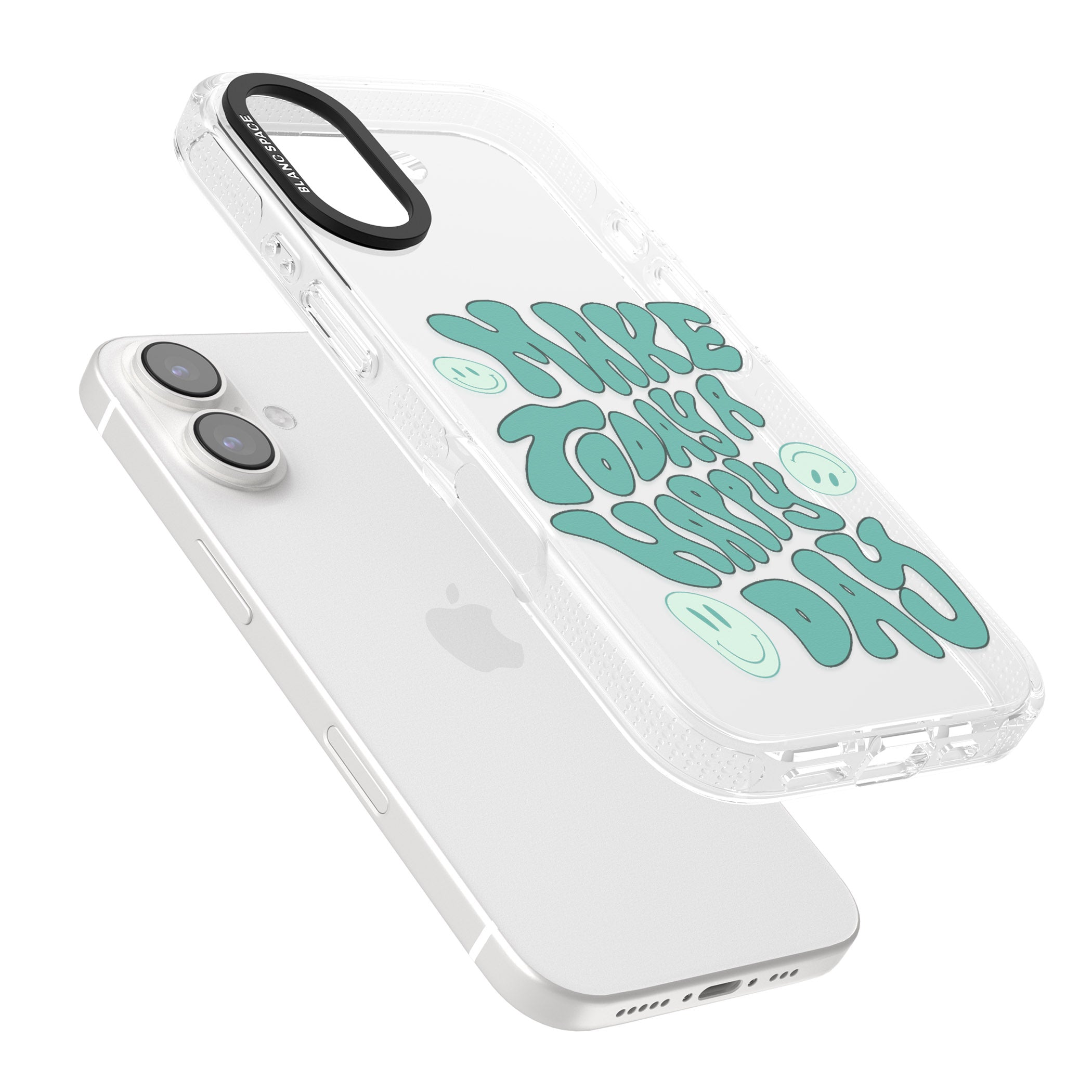 Make Today A Happy Day iPhone 16 / 16 Plus Clear Case Impact Air - Blanc Space