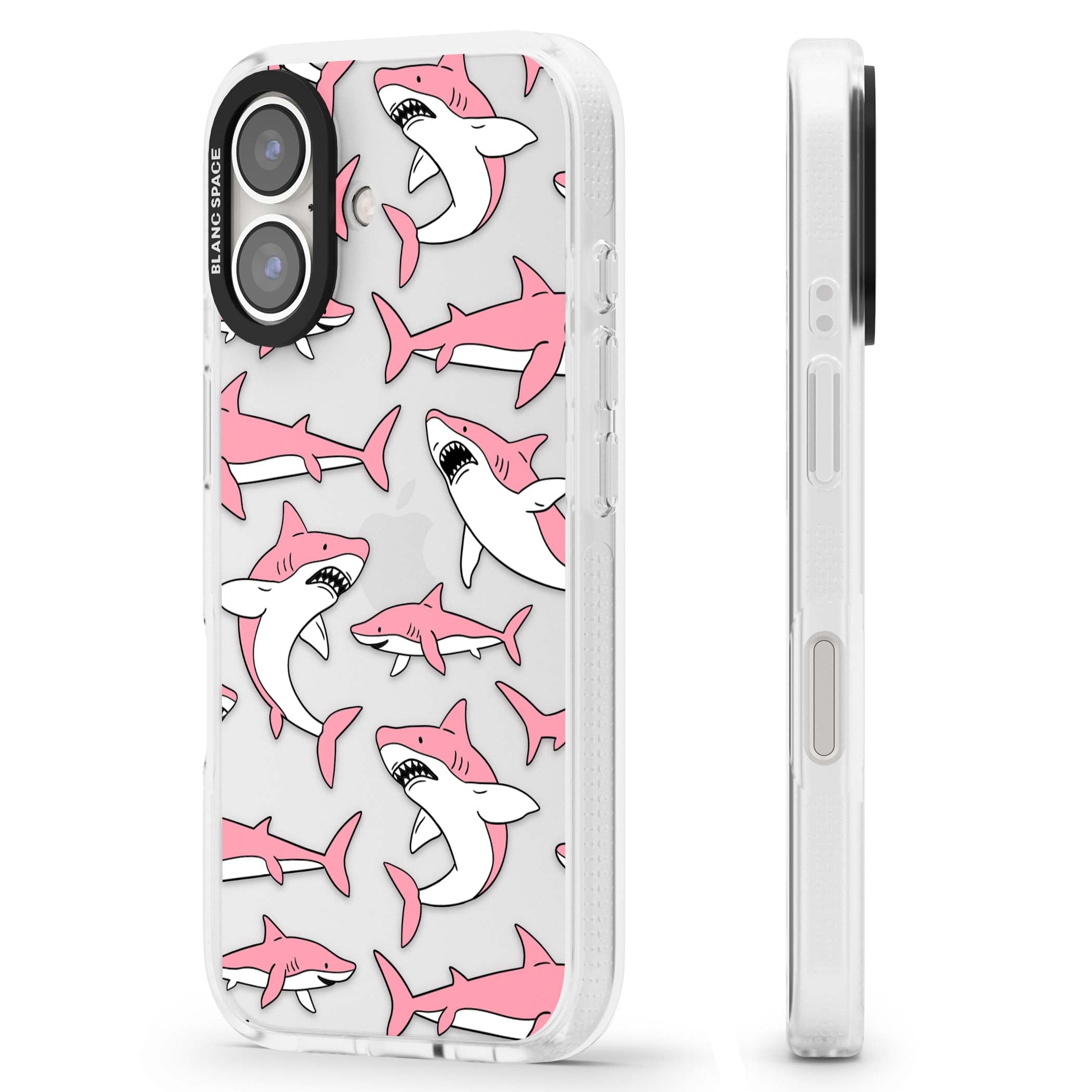 Bubblegum Sharks for her iPhone case | Clear Case Impact Air case for iPhone 16, iPhone 16 Plus