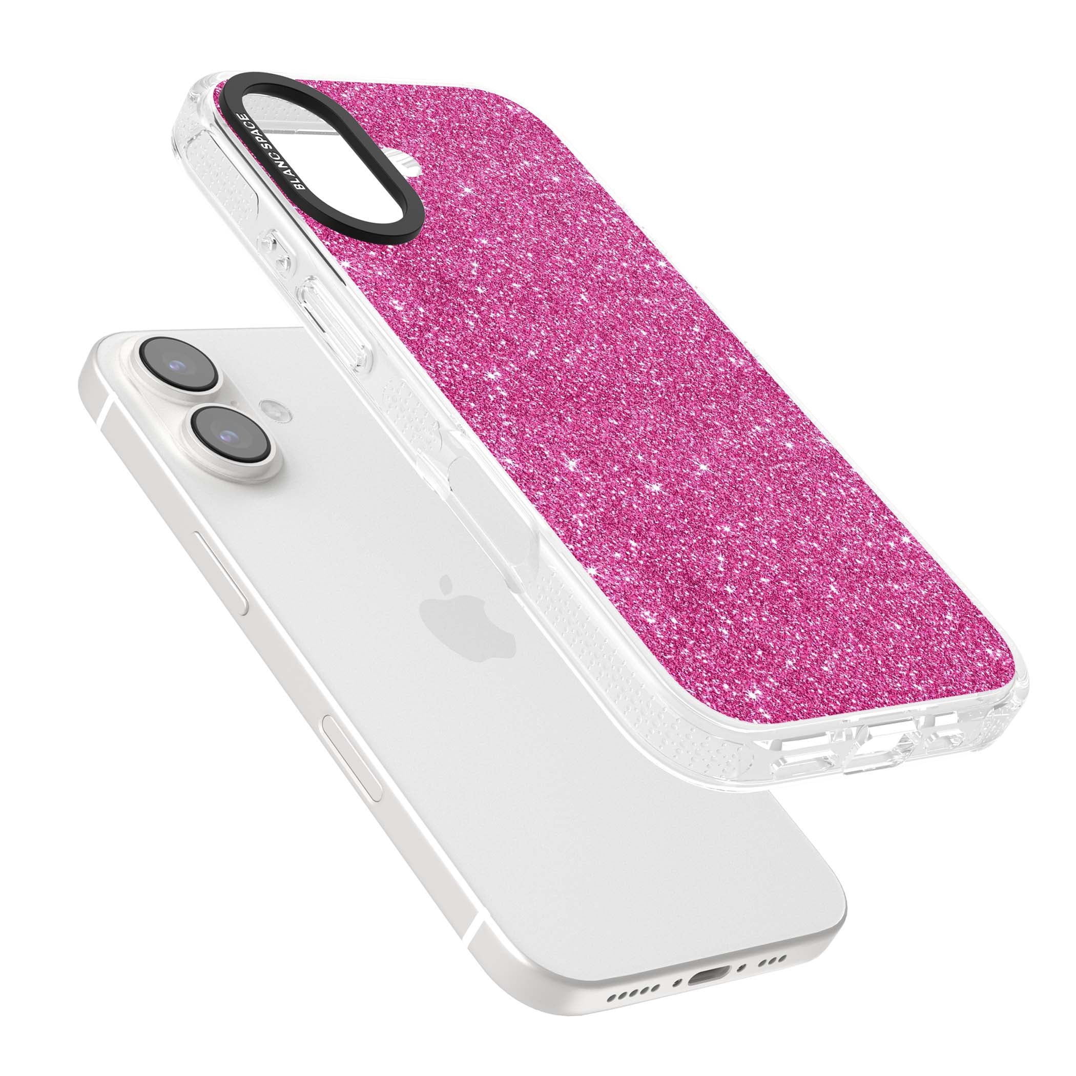 Pink Glitter Y2K iPhone case featuring hot pink glitter wallpaper with sparkle shimmer effect | Clear Case Impact Air case for iPhone 16, iPhone 16 Plus