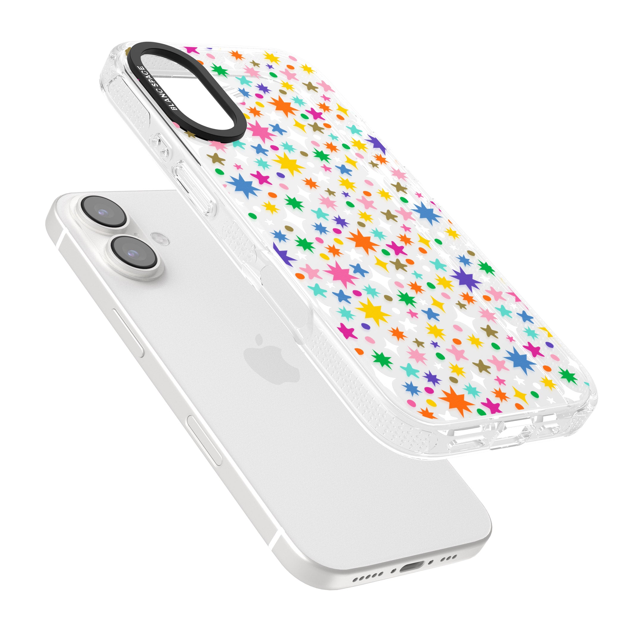 Rainbow Starburst iPhone 16 / 16 Plus Clear Case Impact Air - Blanc Space