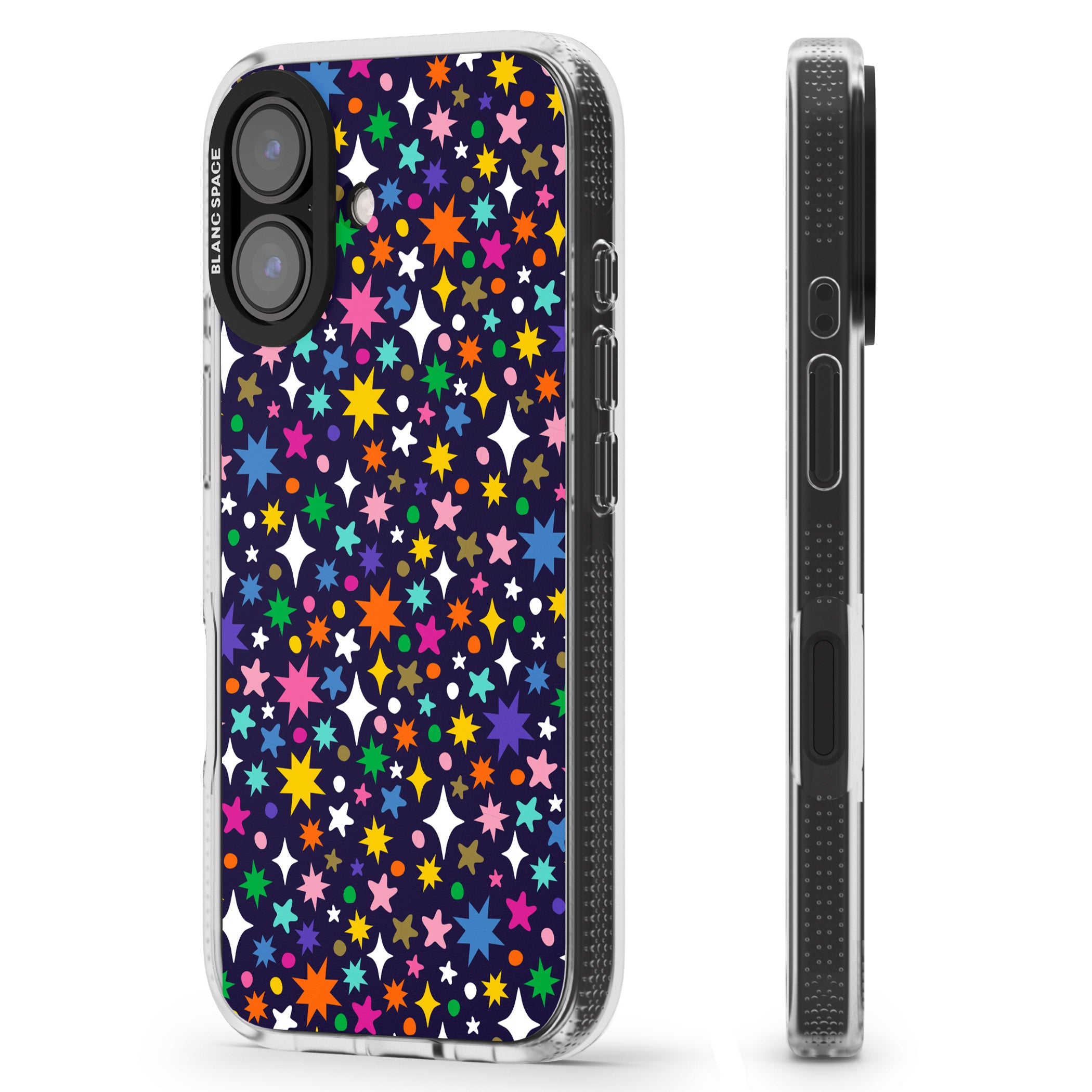 Rainbow Starburst (Purple) iPhone 16 / 16 Plus Clear Case Impact Air - Blanc Space