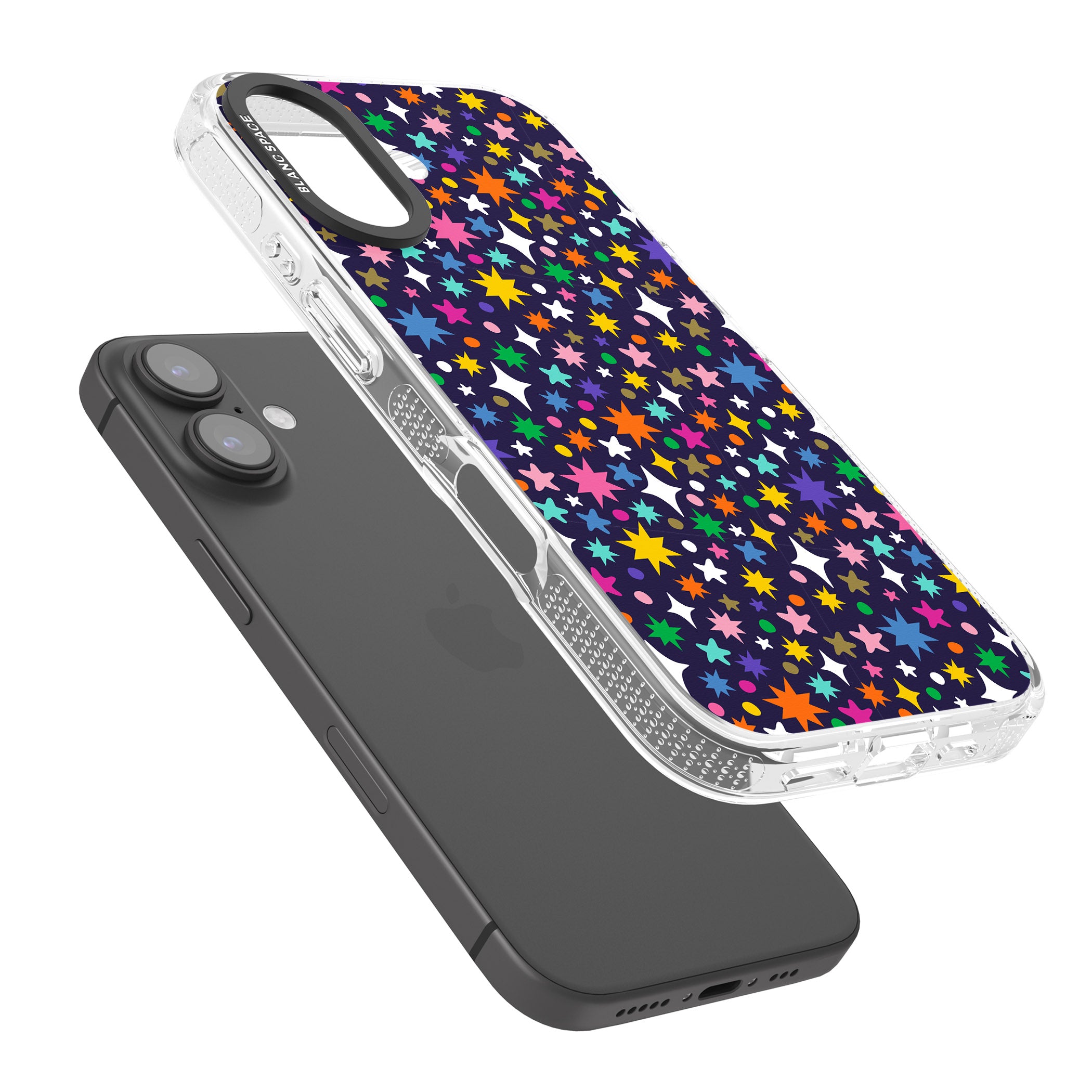 Rainbow Starburst (Purple) iPhone 16 / 16 Plus Clear Case Impact Air - Blanc Space