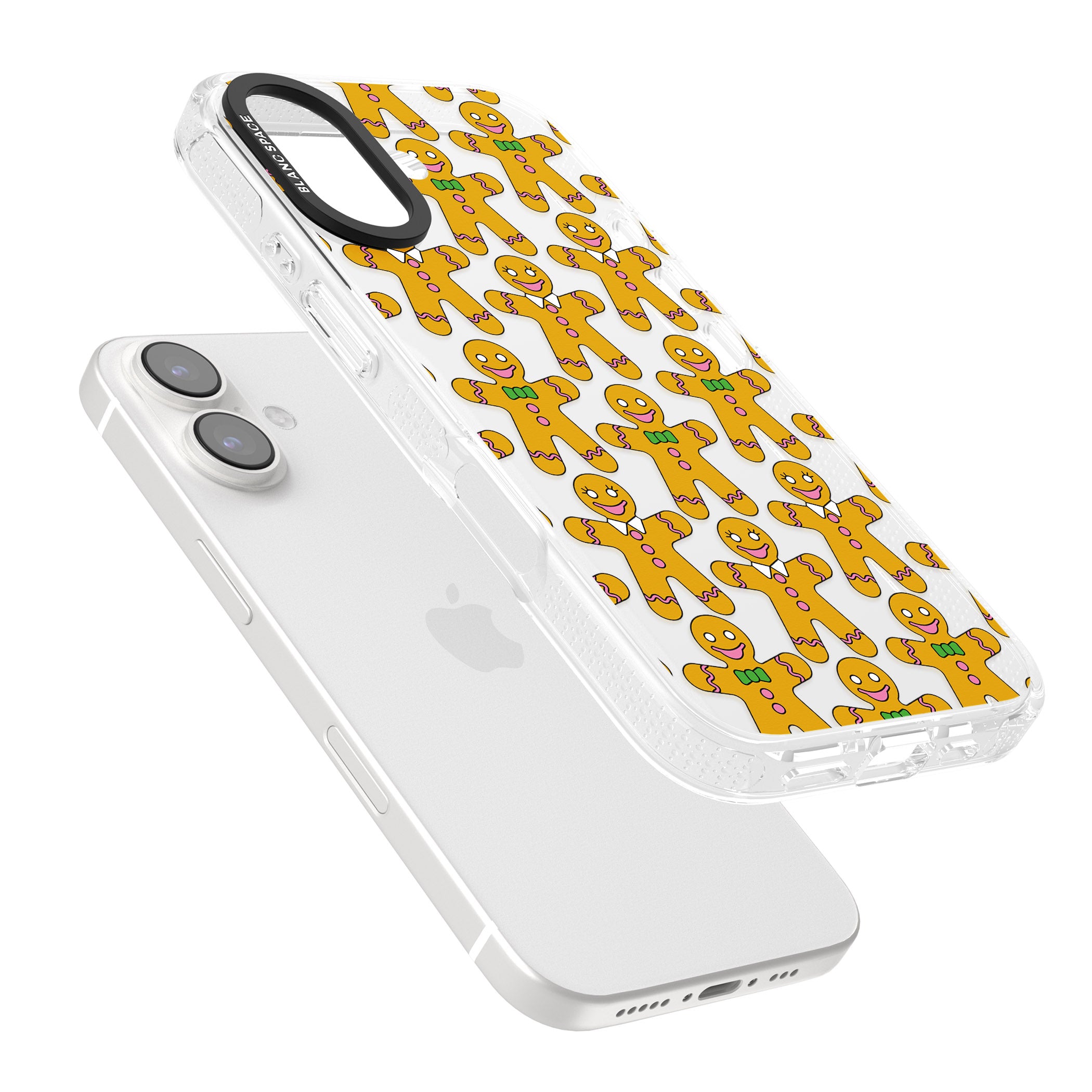 Gingerbread Cookie Pattern iPhone 16 / 16 Plus Clear Case Impact Air - Blanc Space