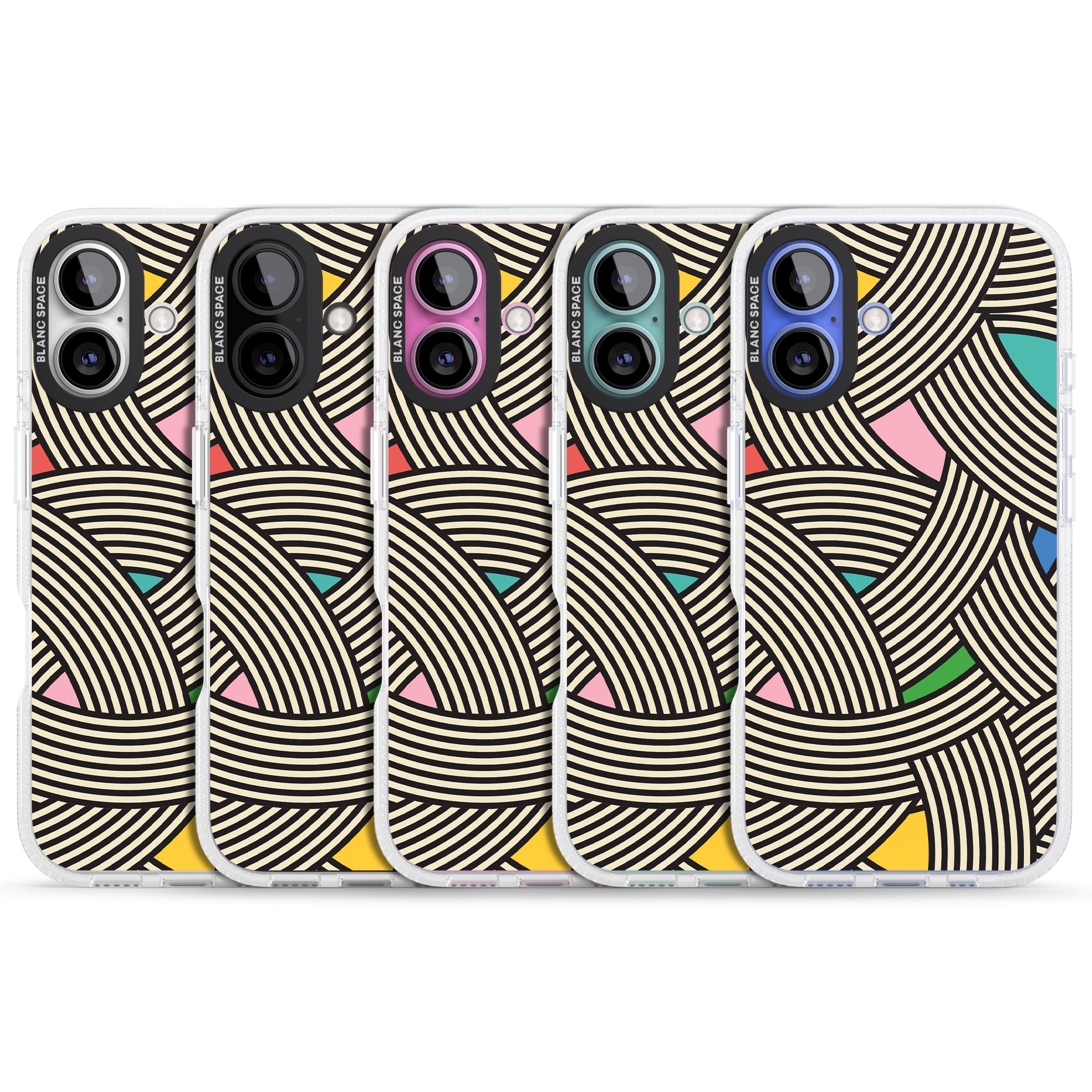 Multicolour Optic Waves iPhone 16 / 16 Plus Clear Case Impact Air - Blanc Space