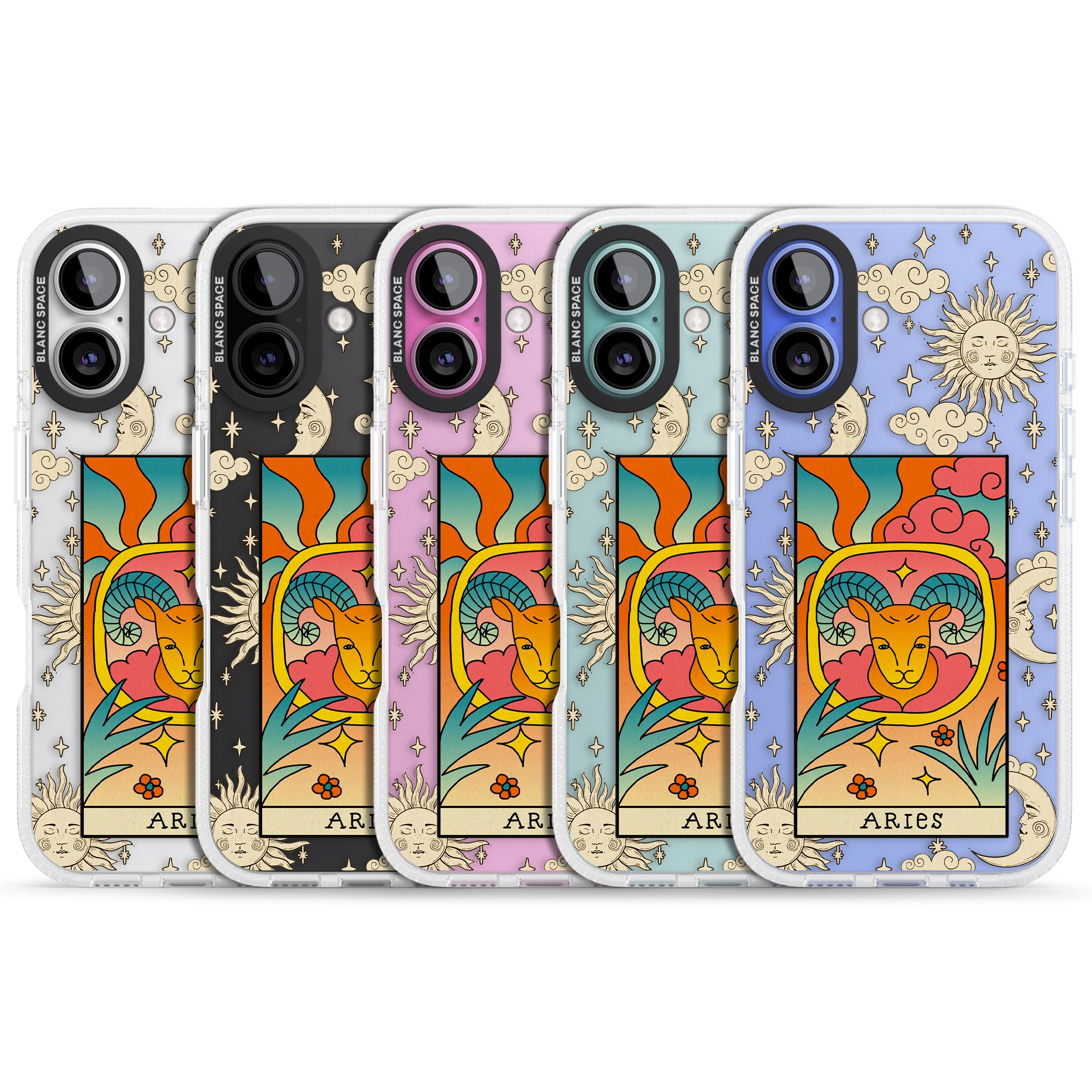 Celestial Zodiac - Aries iPhone 16 / 16 Plus Clear Case Impact Air - Blanc Space