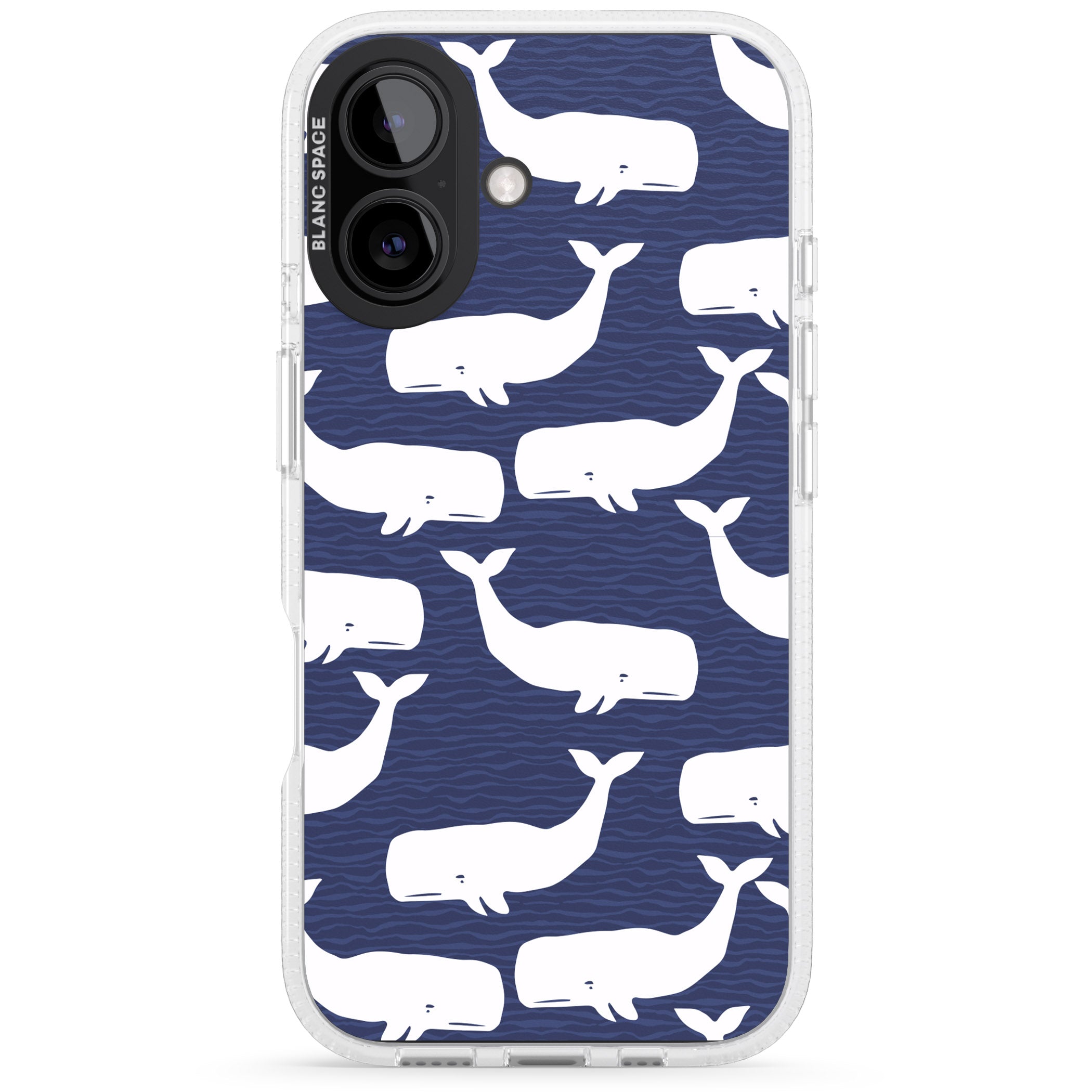 Cute Whales iPhone 16 / 16 Plus Clear Case Impact Air - Blanc Space