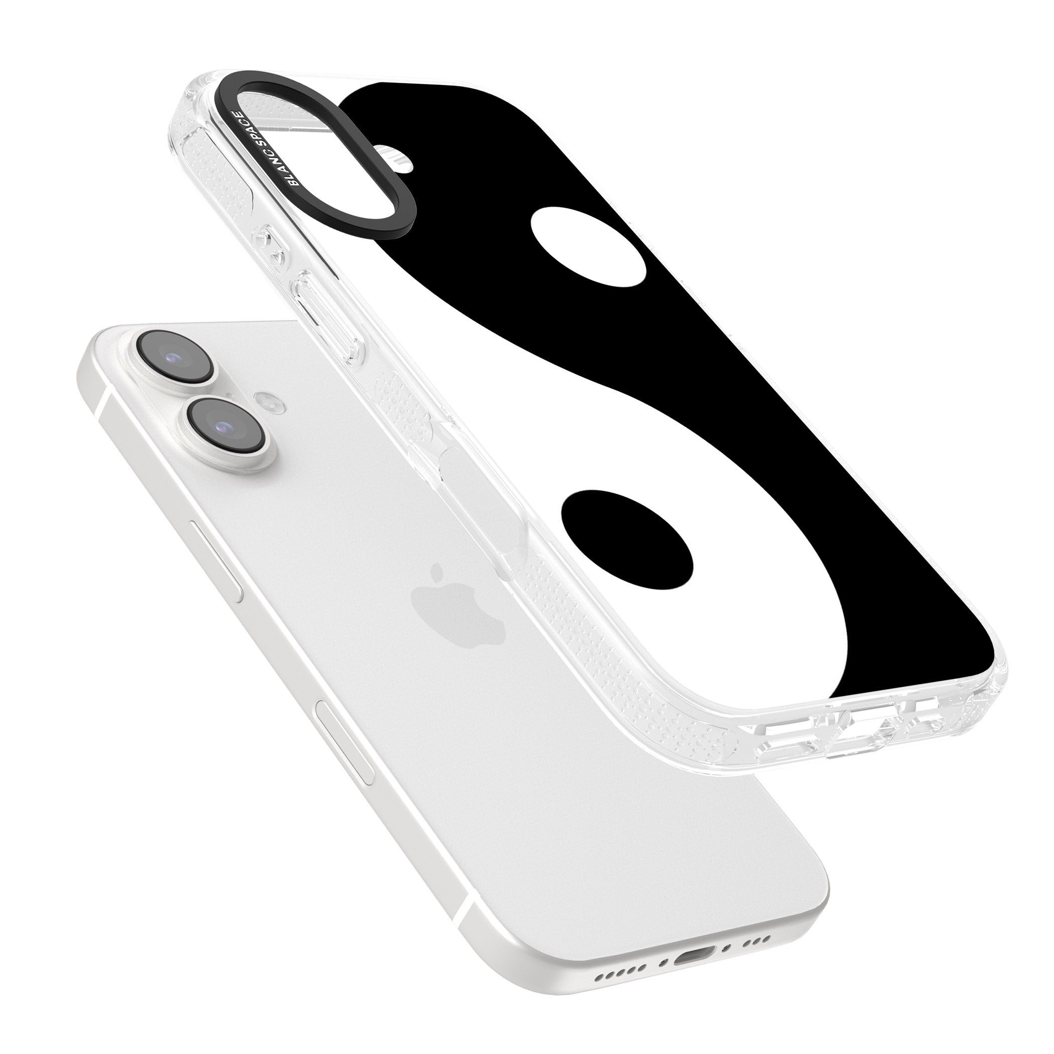 Large Yin Yang iPhone 16 / 16 Plus Clear Case Impact Air - Blanc Space