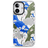 iPhone 16 Pro Max Blue & Grey Daisies Pattern Black Impact Phone Case