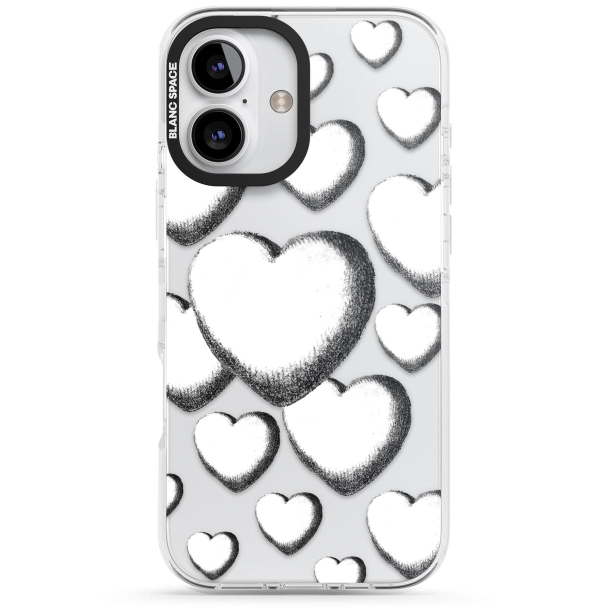 Hand-Drawn Hearts Impact Phone Case for iPhone 16, iPhone 16 Plus