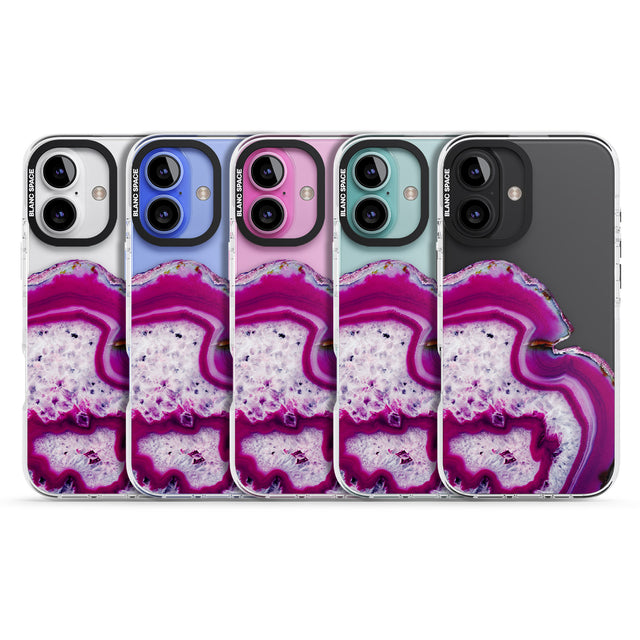 iPhone 16 Pro Max Violet & White Swirl Agate Crystal Clear Design Black Impact Phone Case