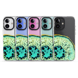 iPhone 16 Pro Max Turquoise & Green Gemstone Crystal Clear Design Black Impact Phone Case