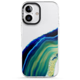 iPhone 16 Pro Max Green & Blue Gemstone Crystal Black Impact Phone Case