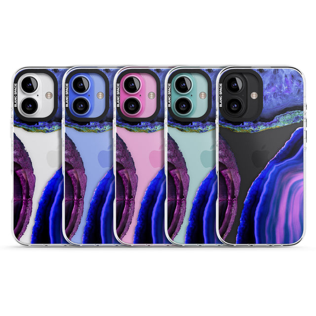 iPhone 16 Pro Max Purple & Blue Agate Gemstone Clear Design Black Impact Phone Case