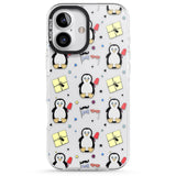 iPhone 16 Pro Max Cute Penguin Pattern Clear Black Impact Phone Case