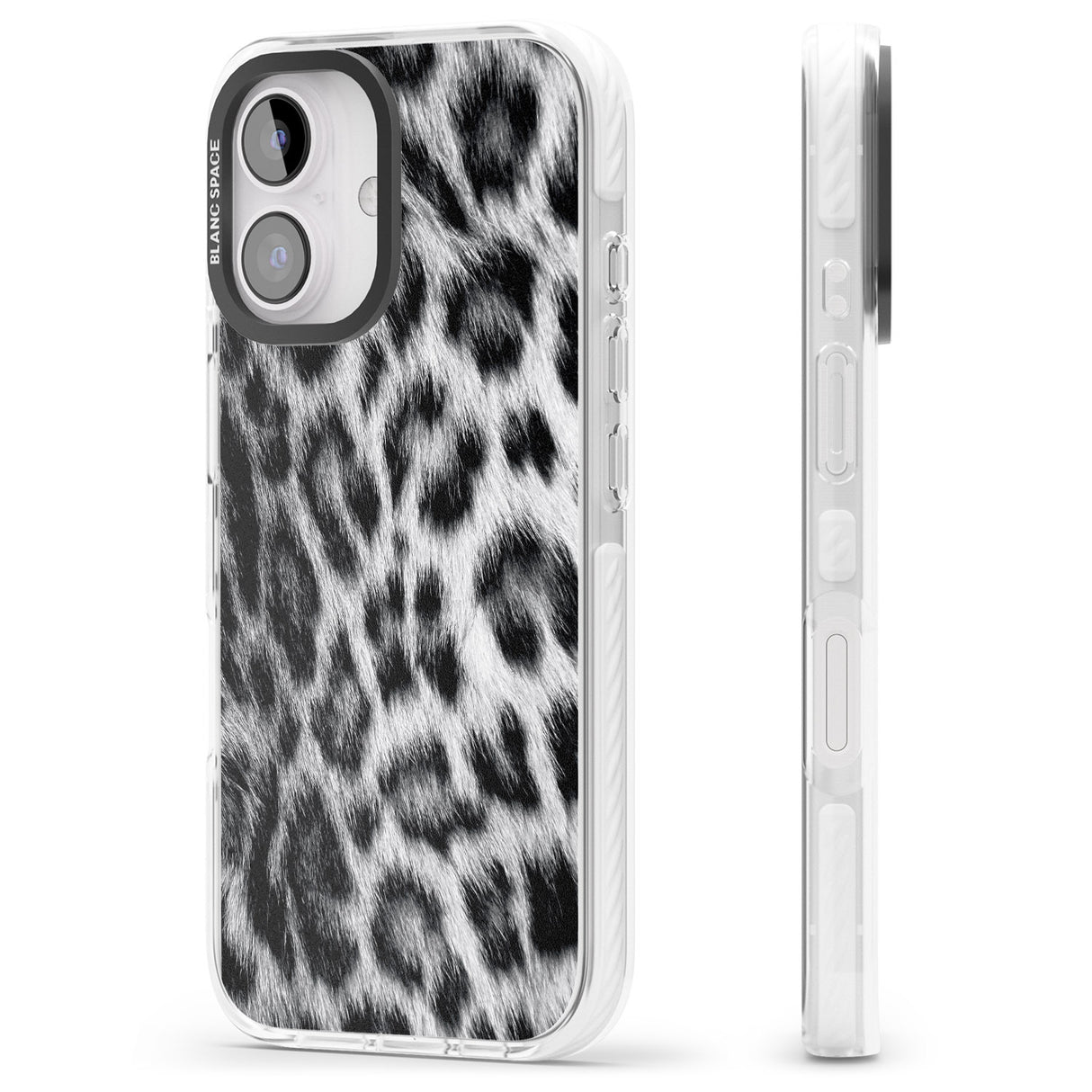 iPhone 16 Pro Max Animal Fur Pattern - Snow Leopard Black Impact Phone Case