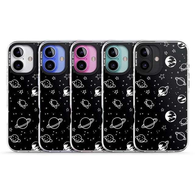 iPhone 16 Pro Max Cosmic Outer Space Design White on Black Black Impact Phone Case