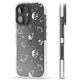 iPhone 16 Pro Max Cosmic Outer Space Design White on Clear Black Impact Phone Case