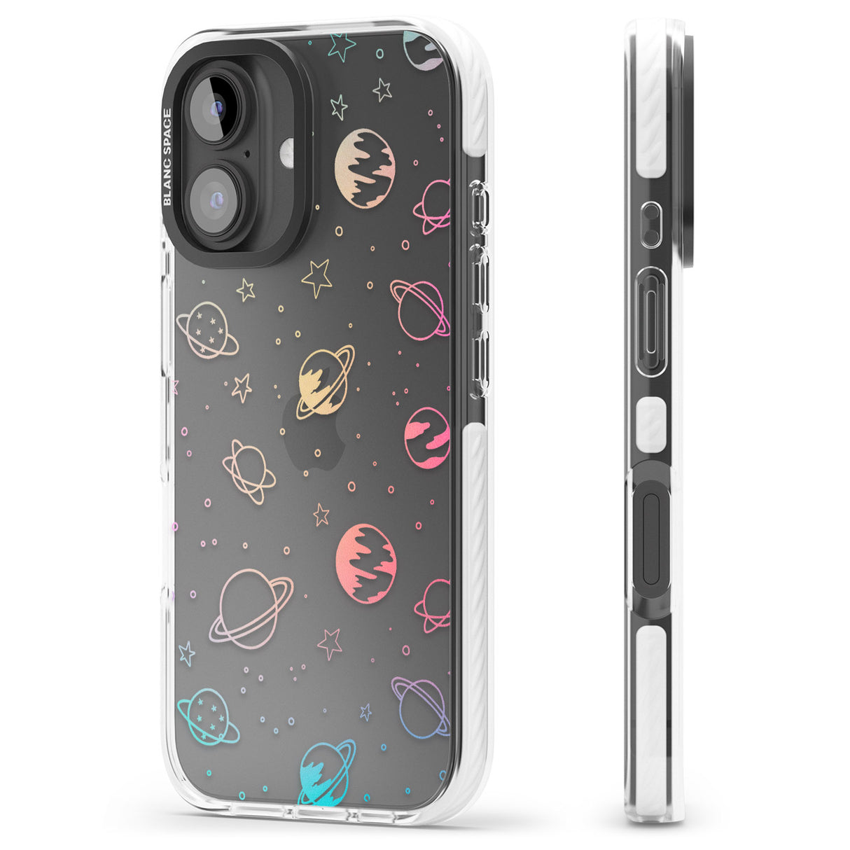 iPhone 16 Pro Max Cosmic Outer Space Design Pastels on Clear Black Impact Phone Case