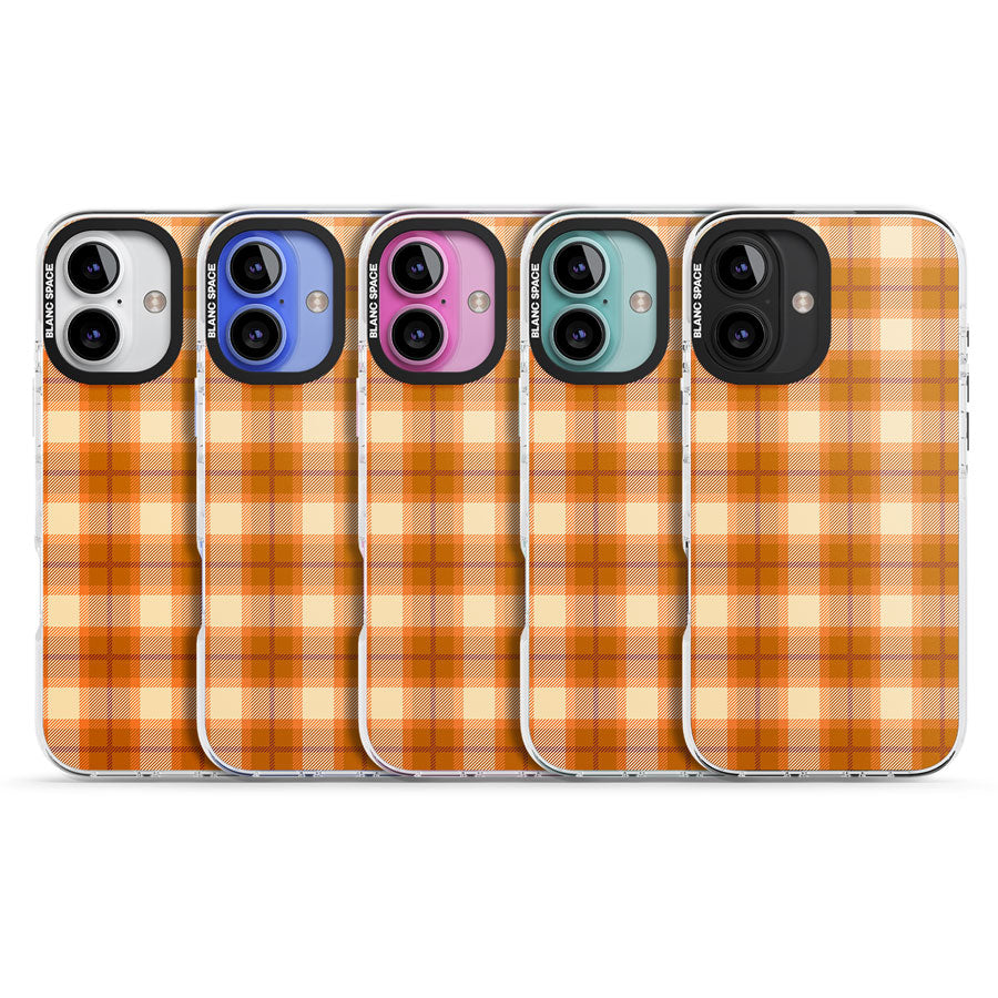 Pumpkin Plaid Impact Phone Case for iPhone 16, iPhone 16 Plus