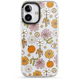 Retro Boho Fall Floral Impact Phone Case for iPhone 16, iPhone 16 Plus