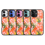 iPhone 16 Pro Max Hawaiian Flowers Abstract Pattern Black Impact Phone Case