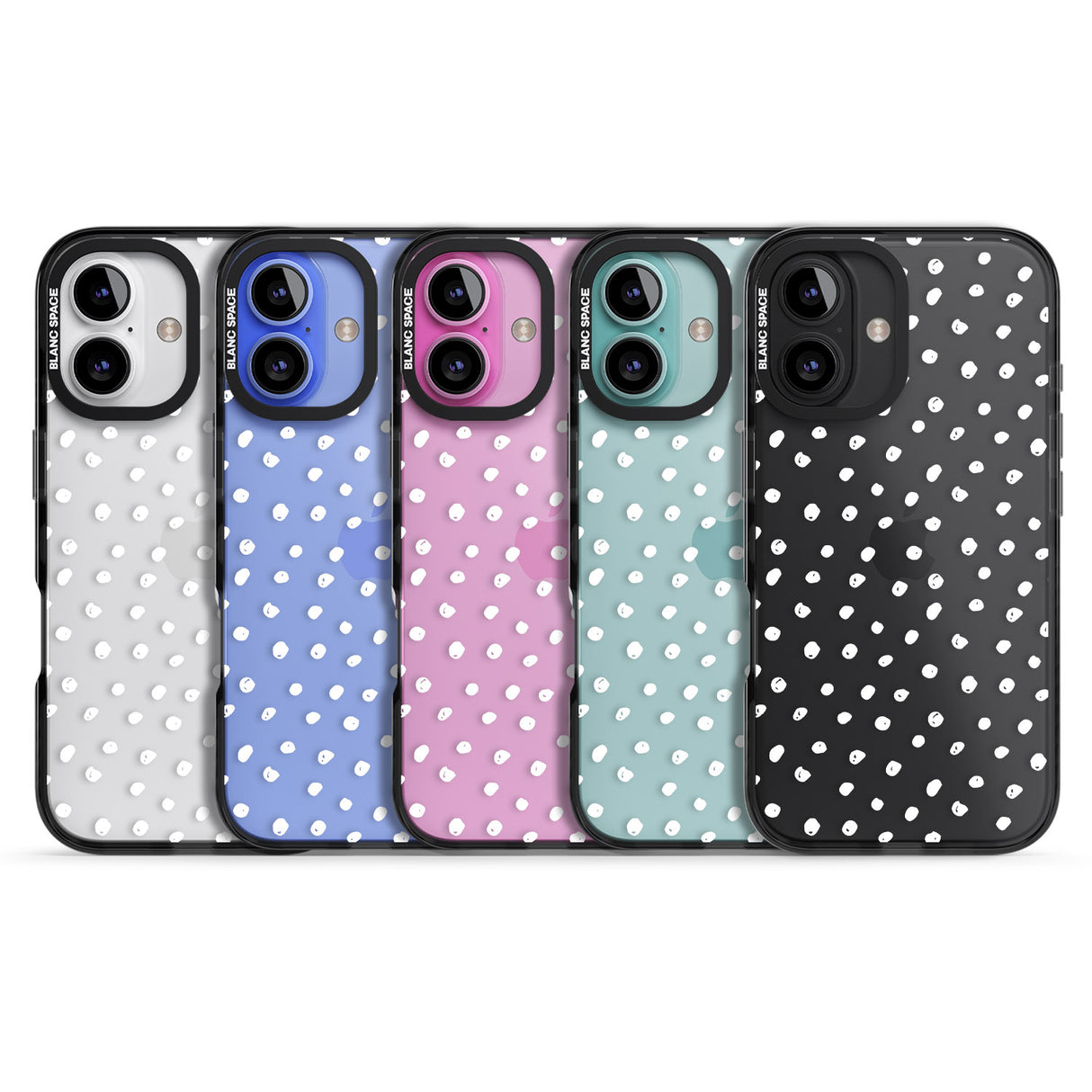 iPhone 16 Pro Max Messy White Dot Pattern Black Impact Phone Case