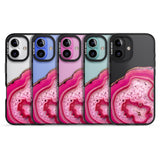 iPhone 16 Pro Max Bright Pink Gemstone Crystal Clear Design Black Impact Phone Case