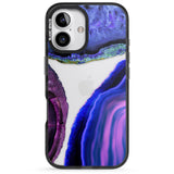 iPhone 16 Pro Max Purple & Blue Agate Gemstone Clear Design Black Impact Phone Case