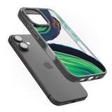 iPhone 16 Pro Max Green & Navy Gemstone Crystal Clear Design Black Impact Phone Case