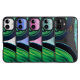 iPhone 16 Pro Max Green & Navy Gemstone Crystal Clear Design Black Impact Phone Case