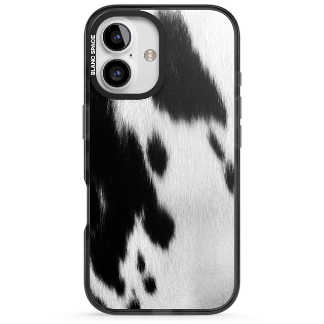 iPhone 16 Pro Max Designer Fashion Cowhide Black Impact Phone Case