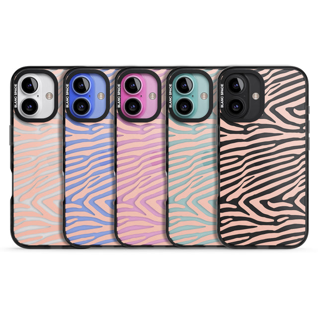 iPhone 16 Pro Max Horizontal Zebra Stripes Transparent Animal Print Black Impact Phone Case