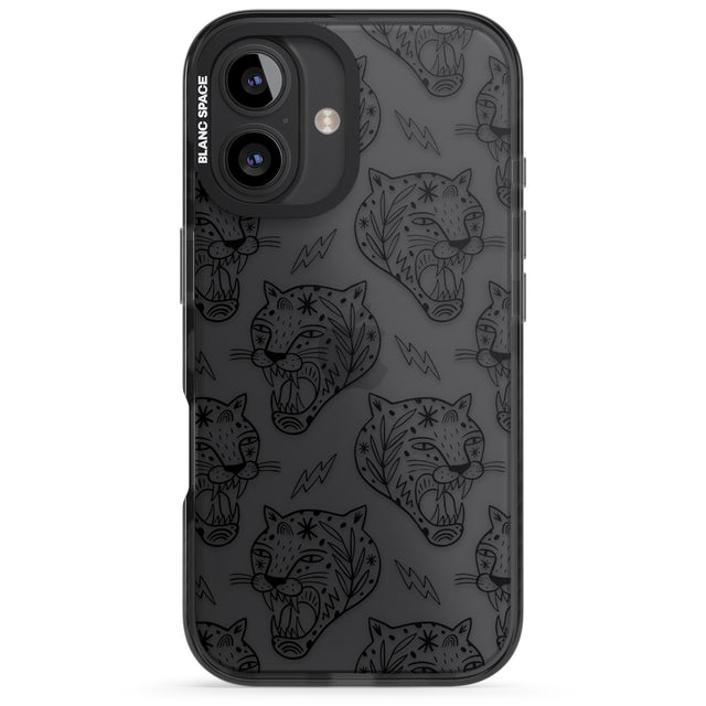 iPhone 16 Pro Max Black Tiger Roar Pattern Black Impact Phone Case