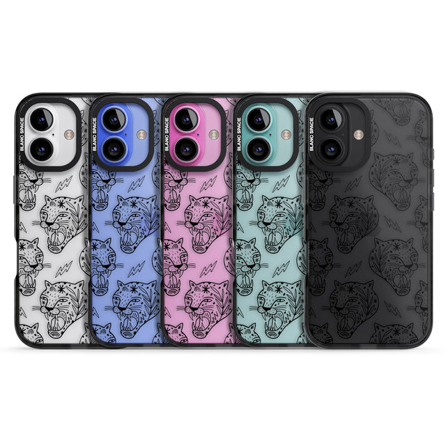 iPhone 16 Pro Max Black Tiger Roar Pattern Black Impact Phone Case