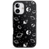 iPhone 16 Pro Max Cosmic Outer Space Design White on Black Black Impact Phone Case