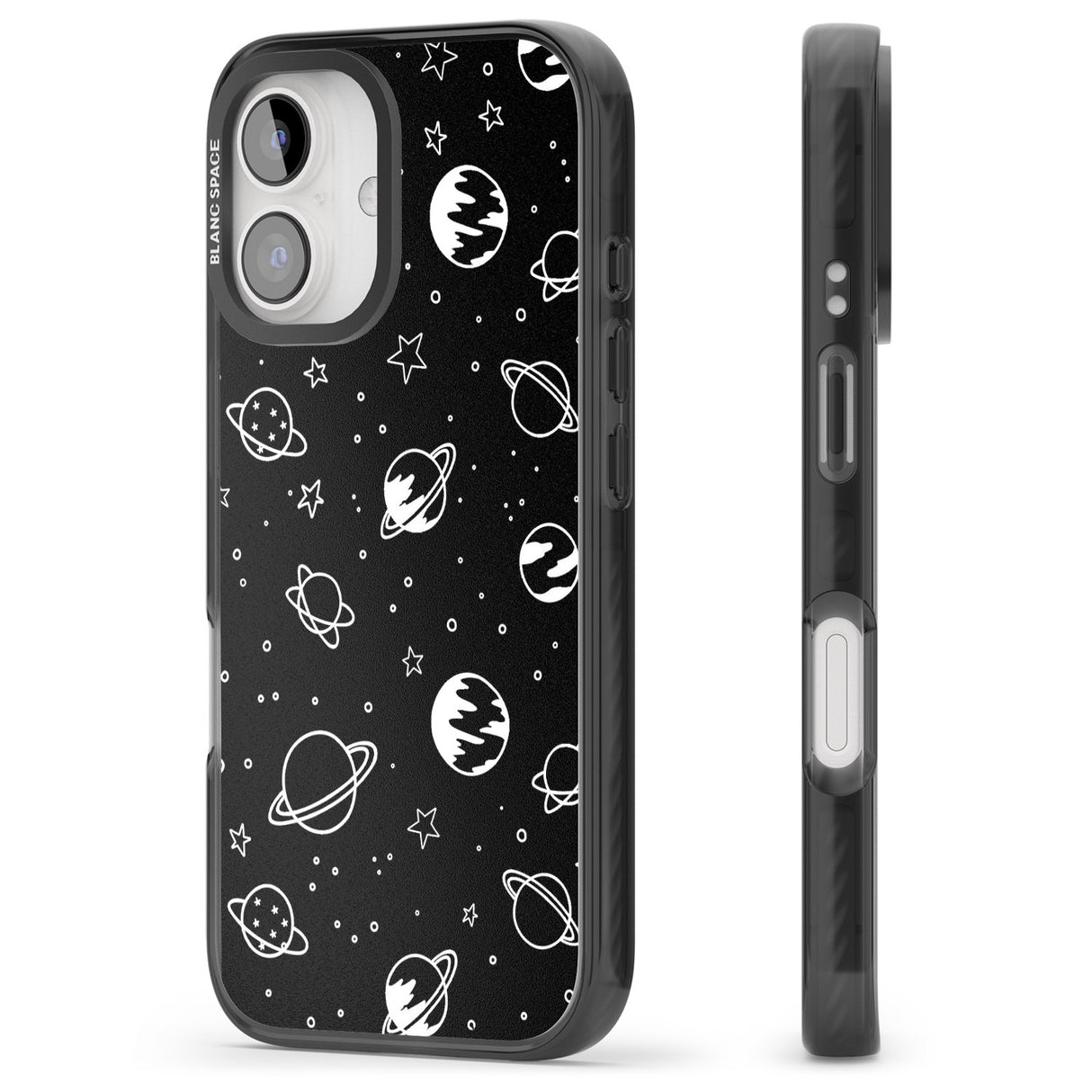 iPhone 16 Pro Max Cosmic Outer Space Design White on Black Black Impact Phone Case