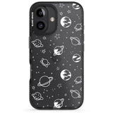 iPhone 16 Pro Max Cosmic Outer Space Design White on Clear Black Impact Phone Case